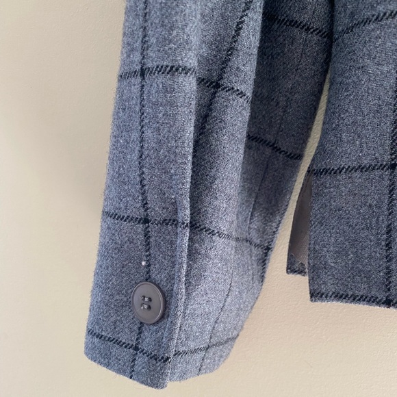 Vintage Pendleton Petite Wool Grey Black Plaid Button Down Jacket Size 12 - Picture 6 of 13